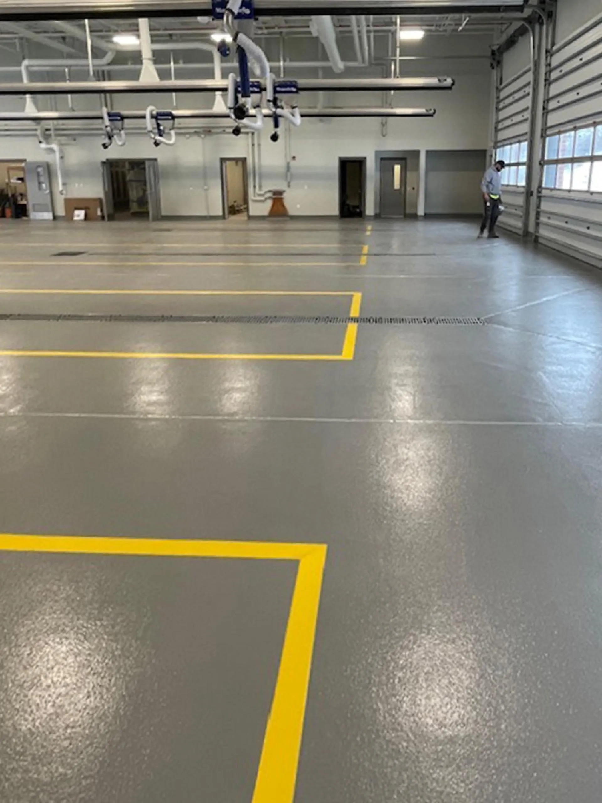 Commercial warehouse floor with seamless industrial coating