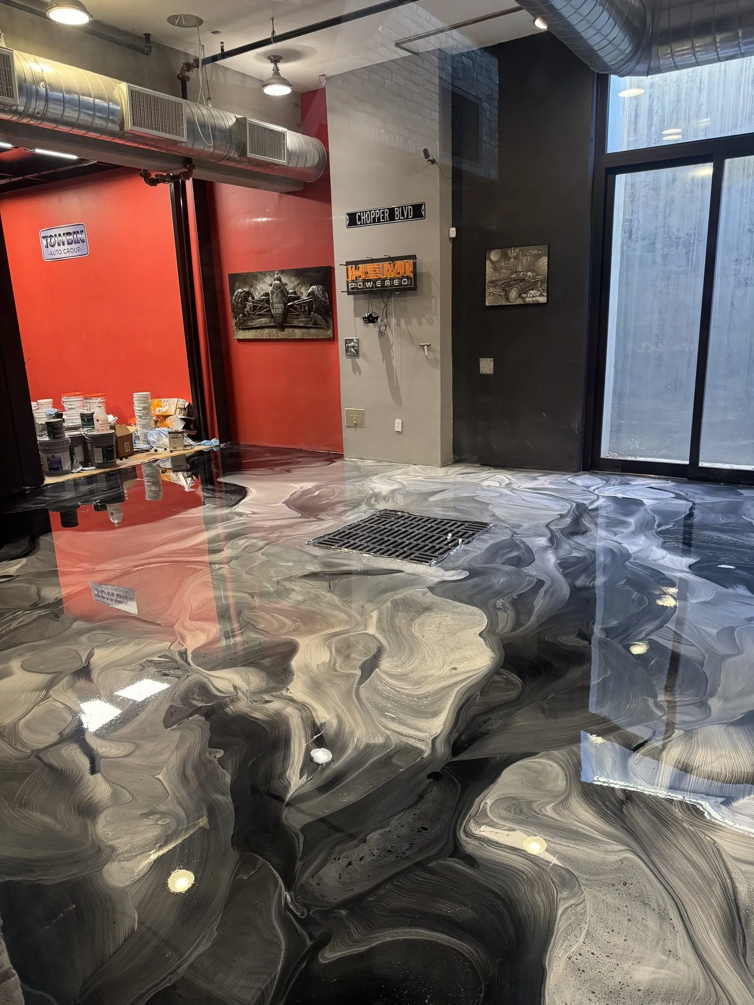 Metallic Epoxy — Chop Shop Red Wall