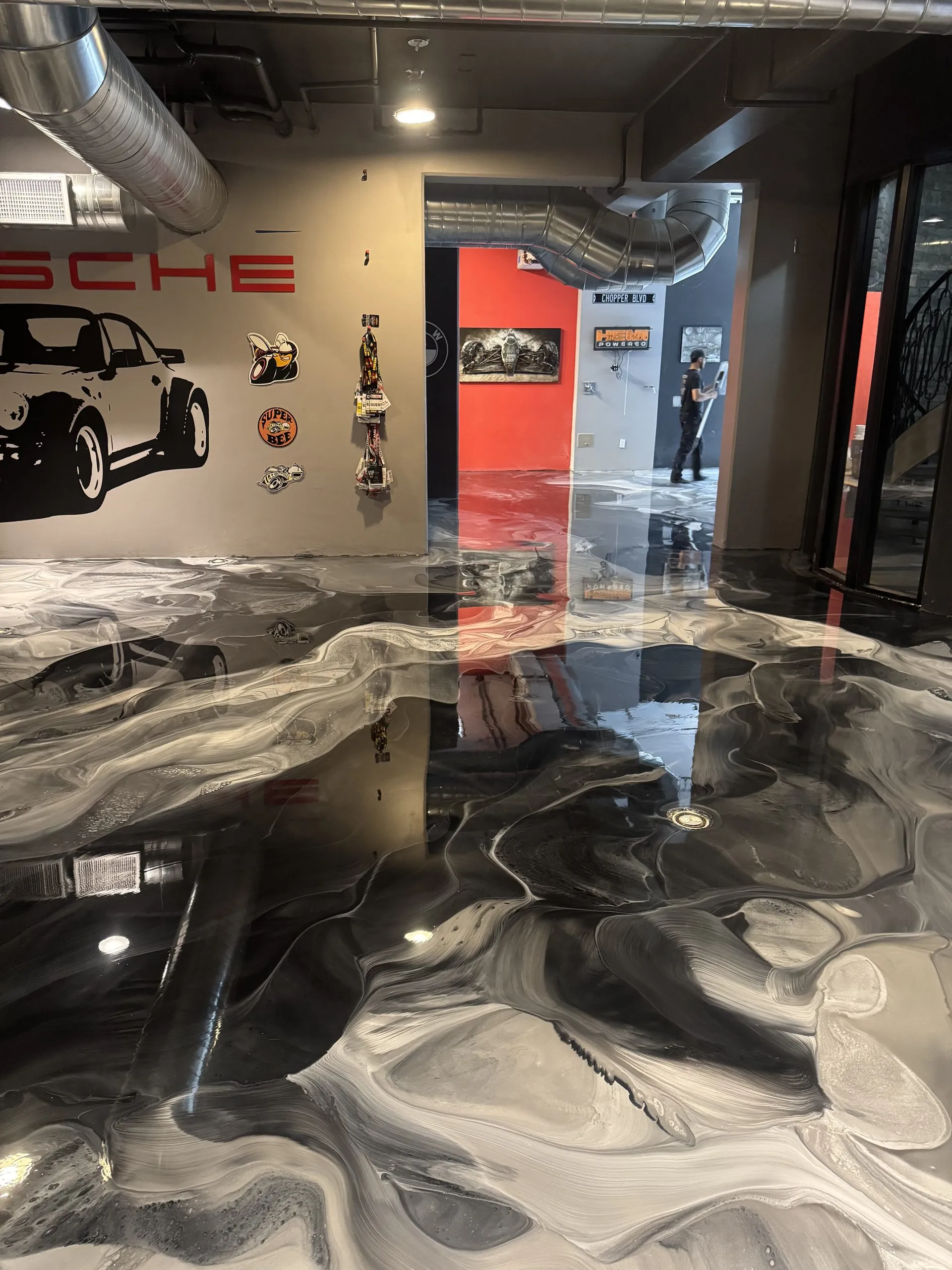 Metallic Epoxy — Porsche Showroom